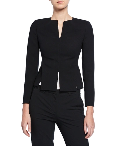 Akris Tabbed Button-front Short Wool Jacket In Black