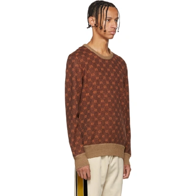 Shop Gucci Brown And Orange Gg Logo Sweater In 2713 Brown