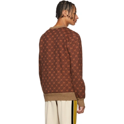 Shop Gucci Brown And Orange Gg Logo Sweater In 2713 Brown