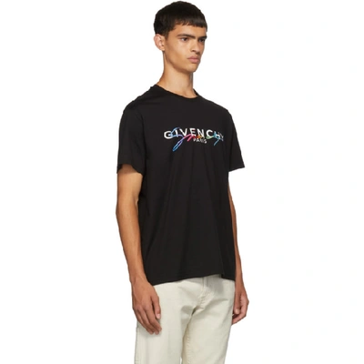 Shop Givenchy Black Signature Logo T-shirt In 001 Black