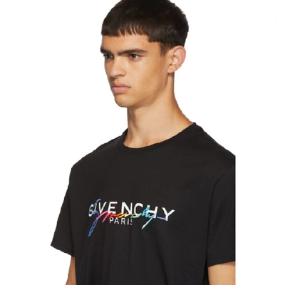 Shop Givenchy Black Signature Logo T-shirt In 001 Black