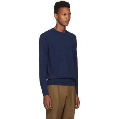 Shop Burberry Blue Cashmere Monogram Sweater In Uniform Blu