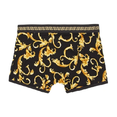 Shop Versace Underwear Black And Yellow Barocco Boxer Briefs In A732 Blk/gl