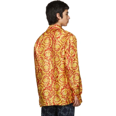 Shop Versace Red And Gold Barocco Print Shirt In A718 Redgld