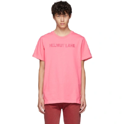 Shop Helmut Lang Pink Embroidered Logo Standard T-shirt In Prism Pink