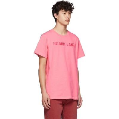 Shop Helmut Lang Pink Embroidered Logo Standard T-shirt In Prism Pink