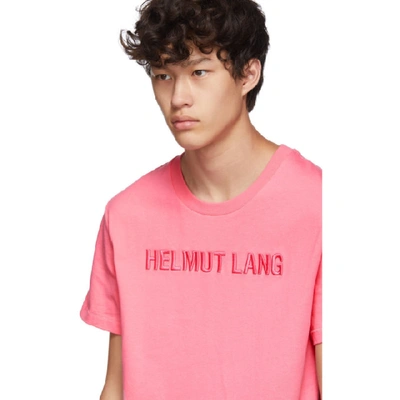 Shop Helmut Lang Pink Embroidered Logo Standard T-shirt In Prism Pink