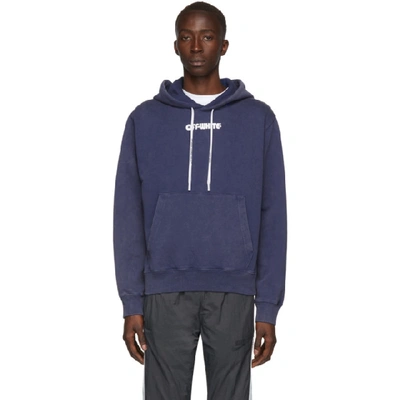 Shop Off-white Blue And White Skulls Slim Hoodie In Blu Wht