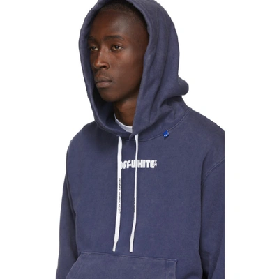 Shop Off-white Blue And White Skulls Slim Hoodie In Blu Wht