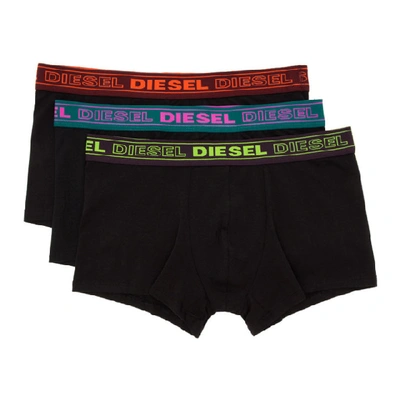 Shop Diesel Three-pack Black Umbx-kory Boxer Briefs In E4101 Black