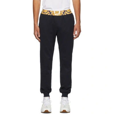 Shop Versace Navy Barocco Border Lounge Pants In A741 Print