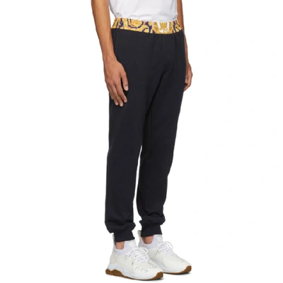 Shop Versace Navy Barocco Border Lounge Pants In A741 Print