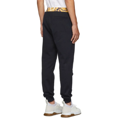 Shop Versace Navy Barocco Border Lounge Pants In A741 Print