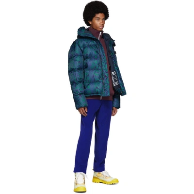 Shop Kenzo Blue And Green Down Moire Tiger Puffer Jacket In 53 Pine