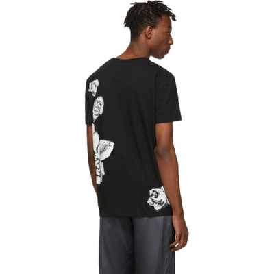 Shop Alexander Mcqueen Black Skull Rose T-shirt