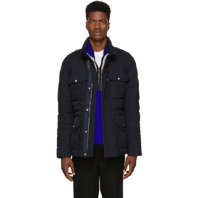 Shop Moncler Navy Down Levet Jacket In 36-742.nvy