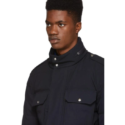 Shop Moncler Navy Down Levet Jacket In 36-742.nvy