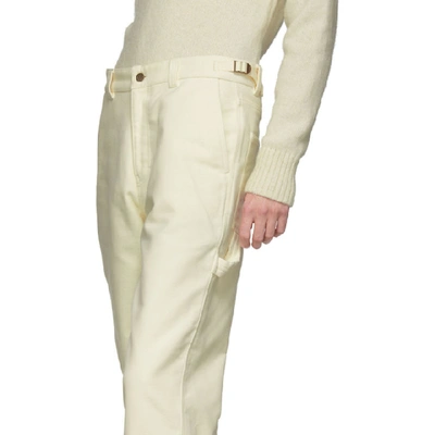 Shop Ami Alexandre Mattiussi Off-white Worker Straight-fit Trousers In 150 Ecru