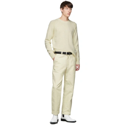 Shop Ami Alexandre Mattiussi Off-white Worker Straight-fit Trousers In 150 Ecru