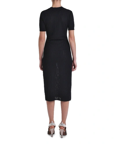 Shop Fendi Short-sleeve Logo Jacquard Sweater Dress In Black