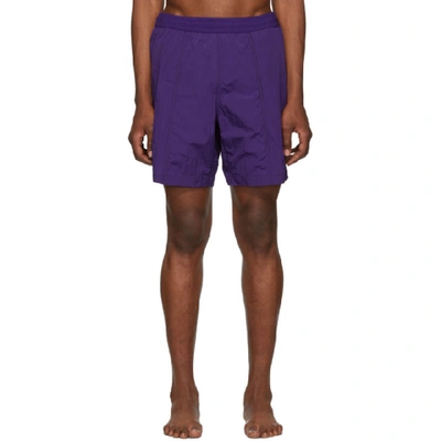 Shop Ami Alexandre Mattiussi Purple Logo Long Swim Shorts In 500 Violet