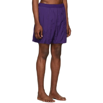 Shop Ami Alexandre Mattiussi Purple Logo Long Swim Shorts In 500 Violet