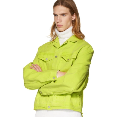 Shop Cmmn Swdn Yellow Brandon Denim Jacket In Acid Yellow