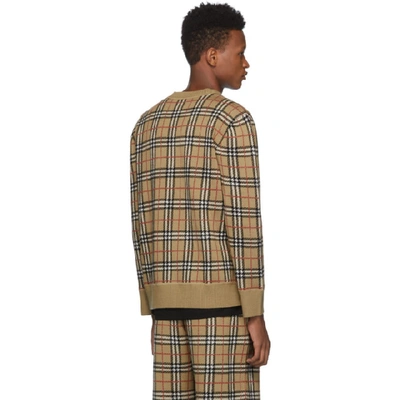 Shop Burberry Beige Check Fletcher Sweater In Archive Bei