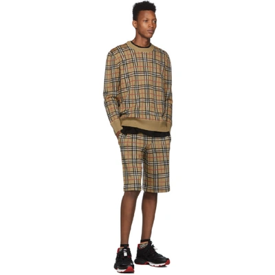 Shop Burberry Beige Check Fletcher Sweater In Archive Bei