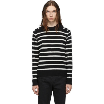 Shop Saint Laurent Black Felted Sailor Sweater