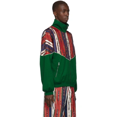 Shop Gucci Green Bi-material Jacket In 3134 Multi
