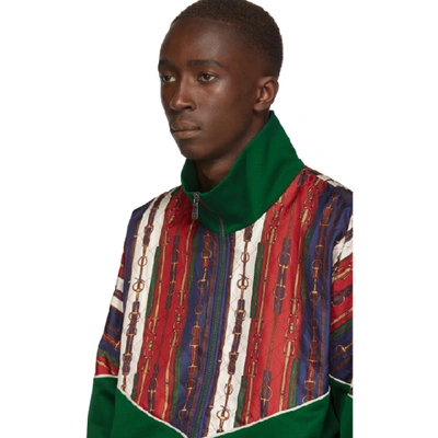 Shop Gucci Green Bi-material Jacket In 3134 Multi