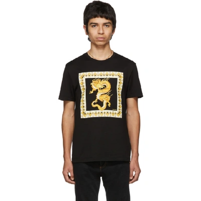 Shop Versace Black Dragon Insert T-shirt