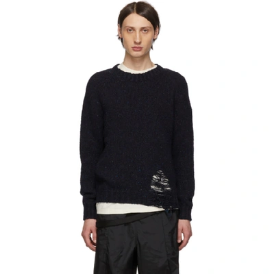 Shop Maison Margiela Navy Gauge 3 Sweater In 524 Navy