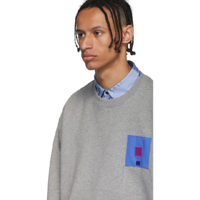 Shop Acne Studios Grey Forba Flag Face Sweatshirt In Light Grey Mélange