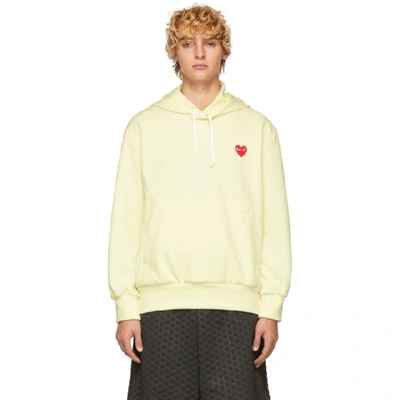 Shop Comme Des Garçons Play Yellow Heart Patch Hoodie In White