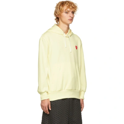 Shop Comme Des Garçons Play Yellow Heart Patch Hoodie In White