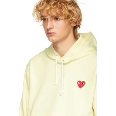 Shop Comme Des Garçons Play Yellow Heart Patch Hoodie In White