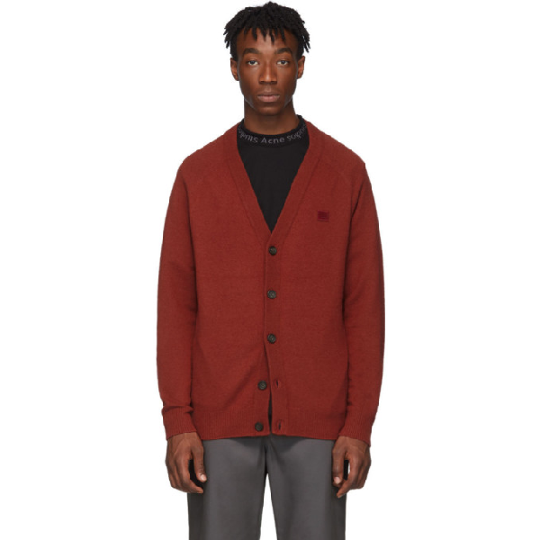 brick red cardigan