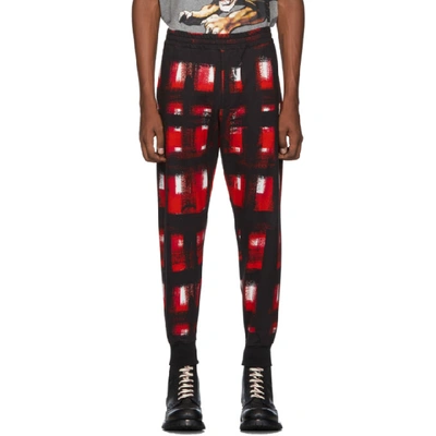 Shop Alexander Mcqueen Black And Red Check Lounge Pants In 1062 Blkred