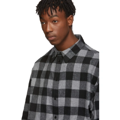 Shop Balenciaga Grey And Black Flannel Flap Long Sleeve Shirt In 1240 Grey