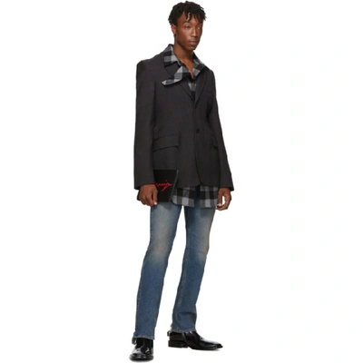 Shop Balenciaga Grey And Black Flannel Flap Long Sleeve Shirt In 1240 Grey