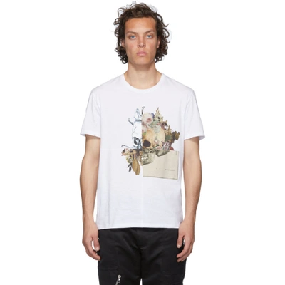 Shop Alexander Mcqueen White Patchwork Skull T-shirt In 0900 Whtmix