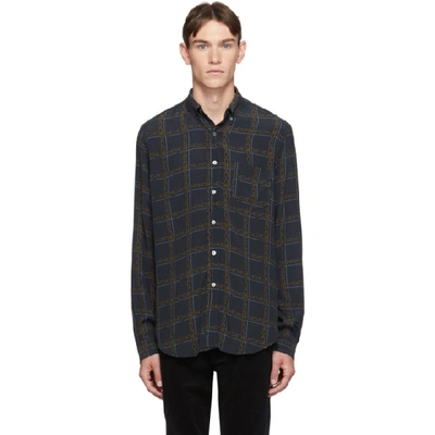 Shop Hope Navy Chain Print Shirt In Dkblue