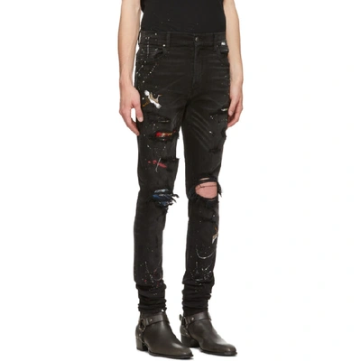 Shop Amiri Black Painted Art Patch Jeans In Ablagedblac