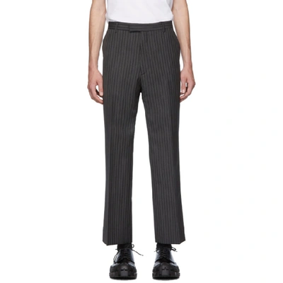 Shop Prada Grey Stripe Mohair Trousers In Iron