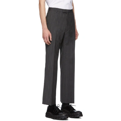 Shop Prada Grey Stripe Mohair Trousers In Iron