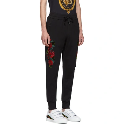 Shop Dolce & Gabbana Dolce And Gabbana Black Roses Lounge Pants In N0000 Black