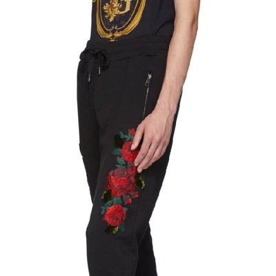 Shop Dolce & Gabbana Dolce And Gabbana Black Roses Lounge Pants In N0000 Black
