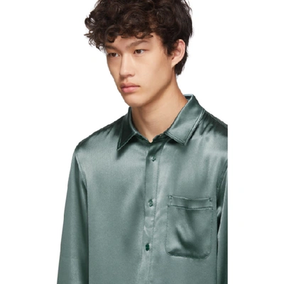 Shop Sies Marjan Green Crinkled Satin Sander Shirt In Kiwi